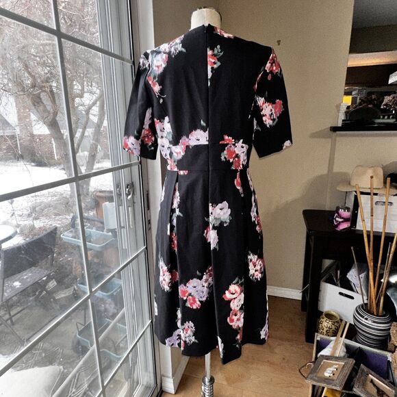 NWT Brooks Brothers Ponte Rose Dark Navy Party Dress Fit Flare Size 10 $228 - Picture 11 of 16